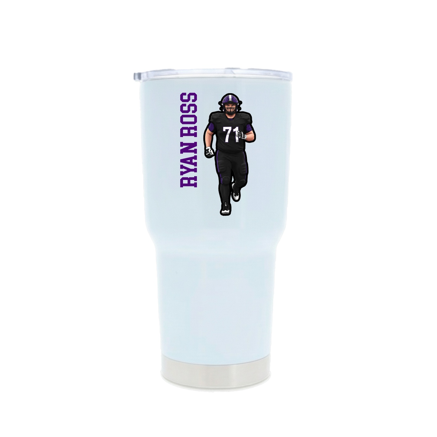 30oz Stainless Steel Tumbler — Name Vertical in White