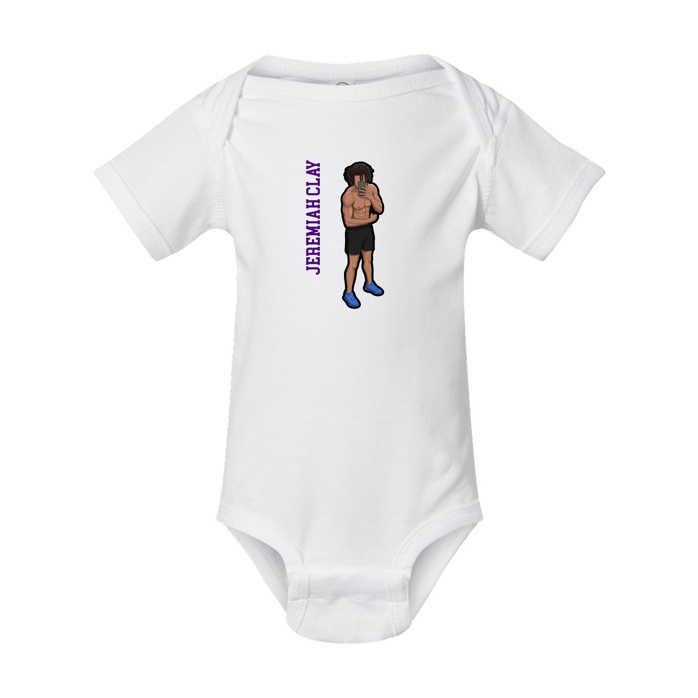 Baby Onesie — Name Vertical in White