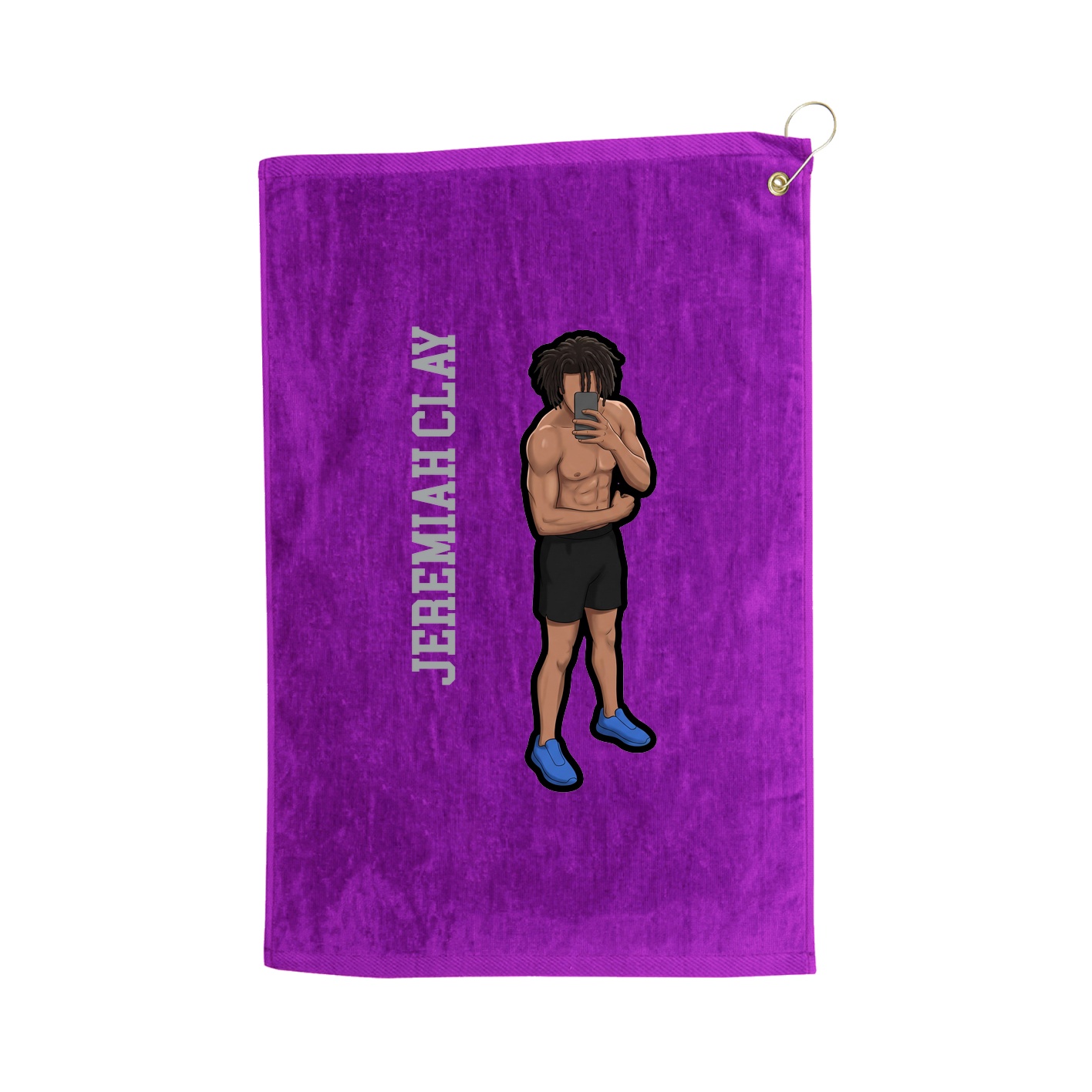 Golf Towel — Name Vertical in Purple