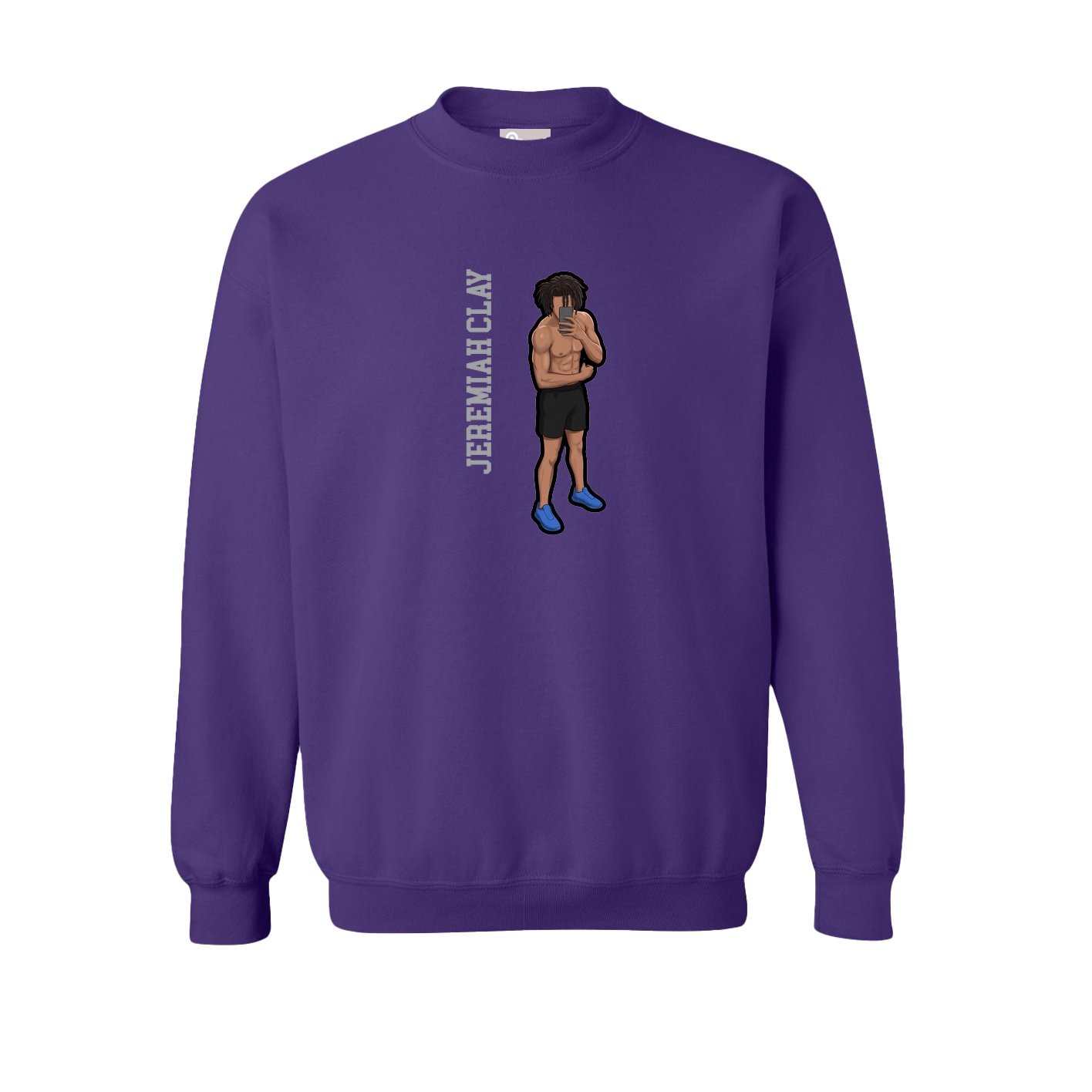 Fleece Crew — Name Vertical in Purple