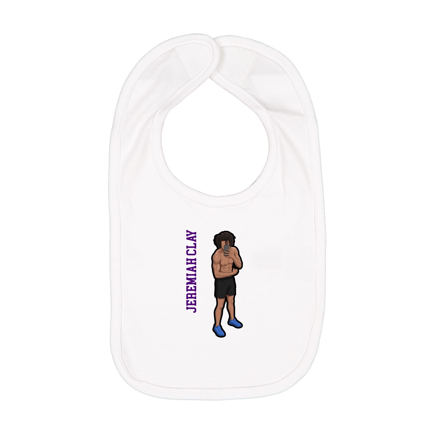 Infant Bib — Name Vertical in White