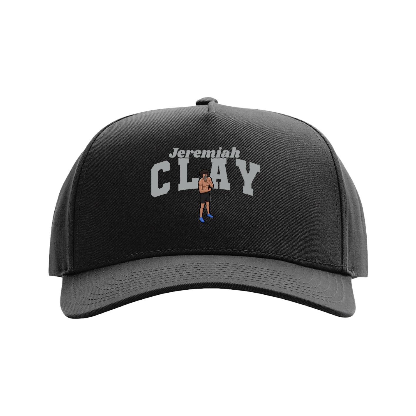Full Fabric Five-Panel Champ Cap — Signature Arch in Black