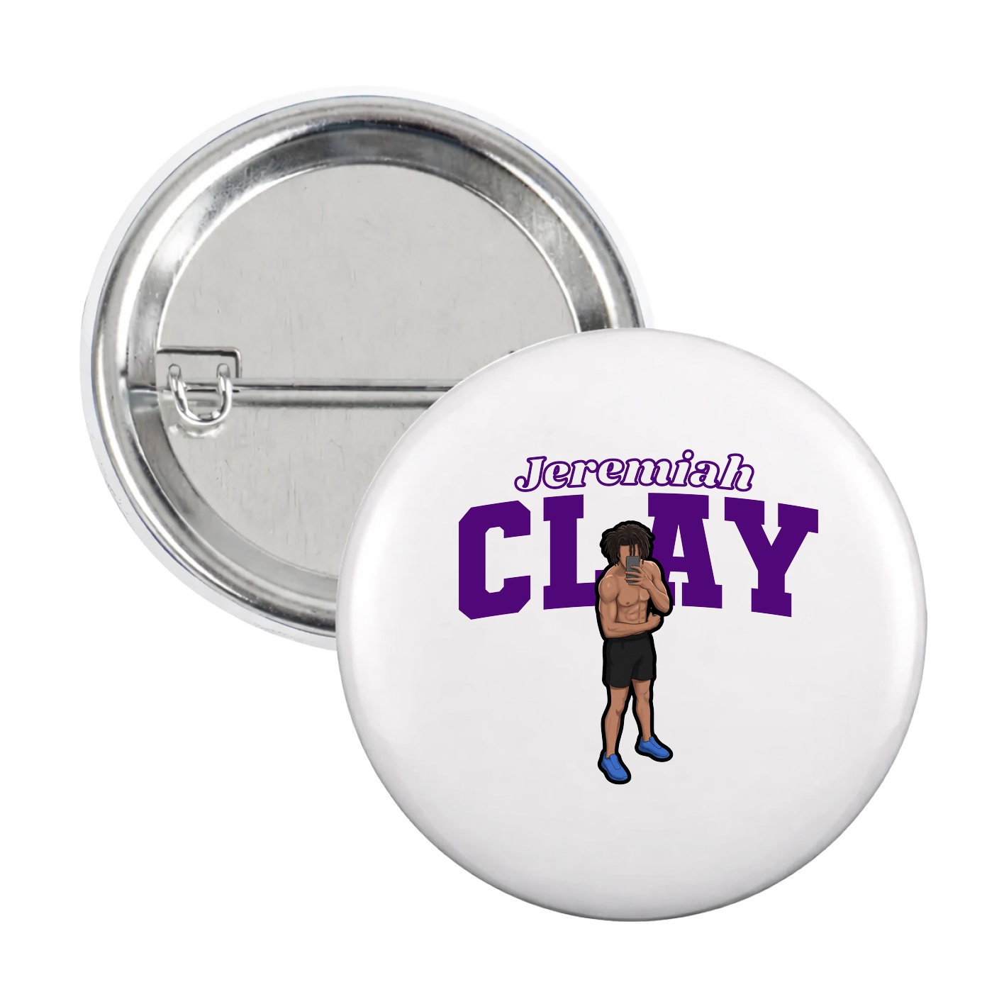 Game Day Button — Name Arch in White