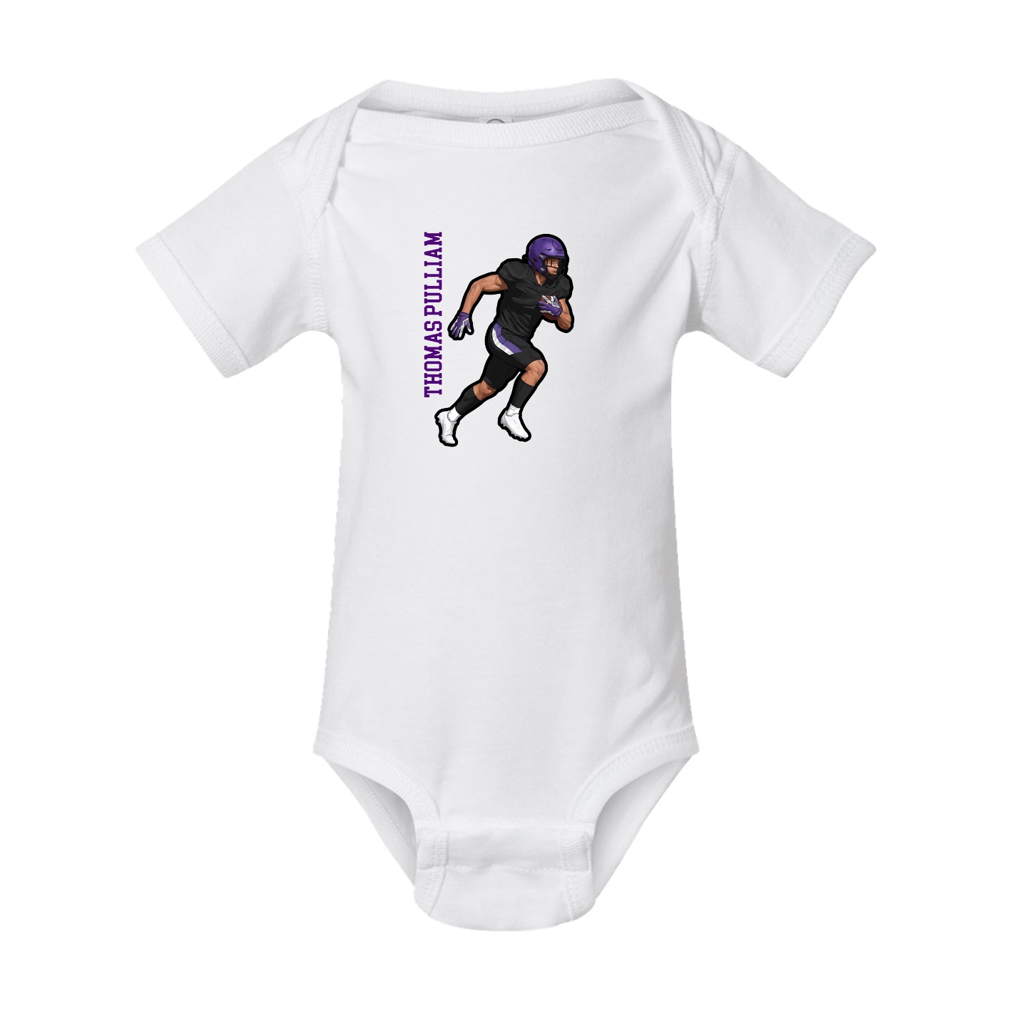Baby Onesie — Name Vertical in White