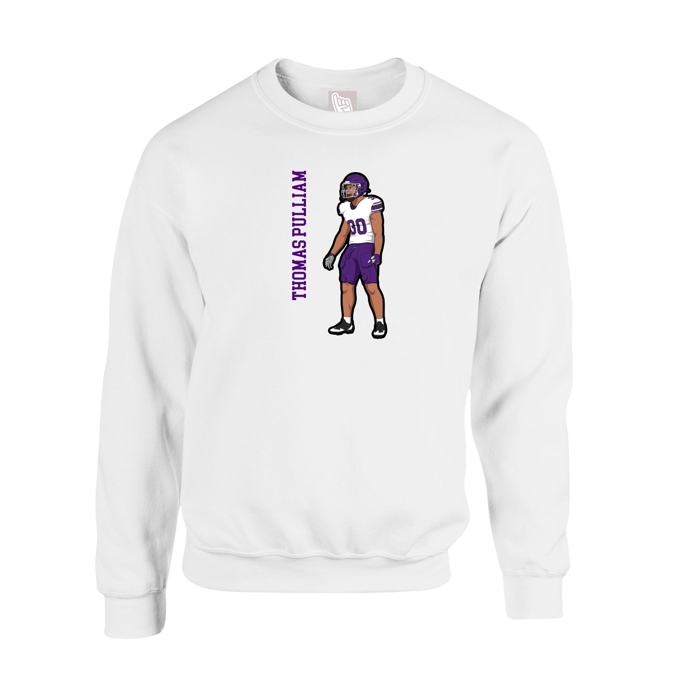 Fleece Crew — Name Vertical in White
