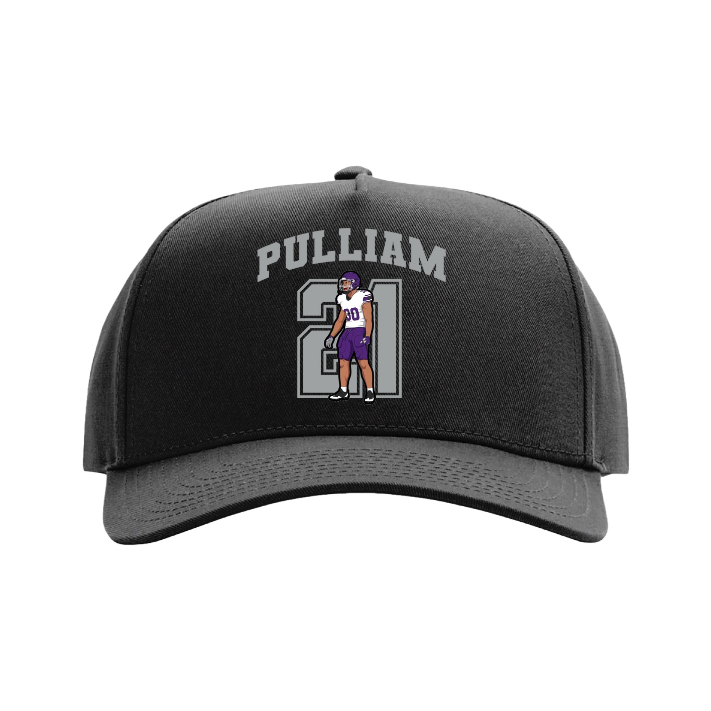 Full Fabric Five-Panel Champ Cap — Number in Black