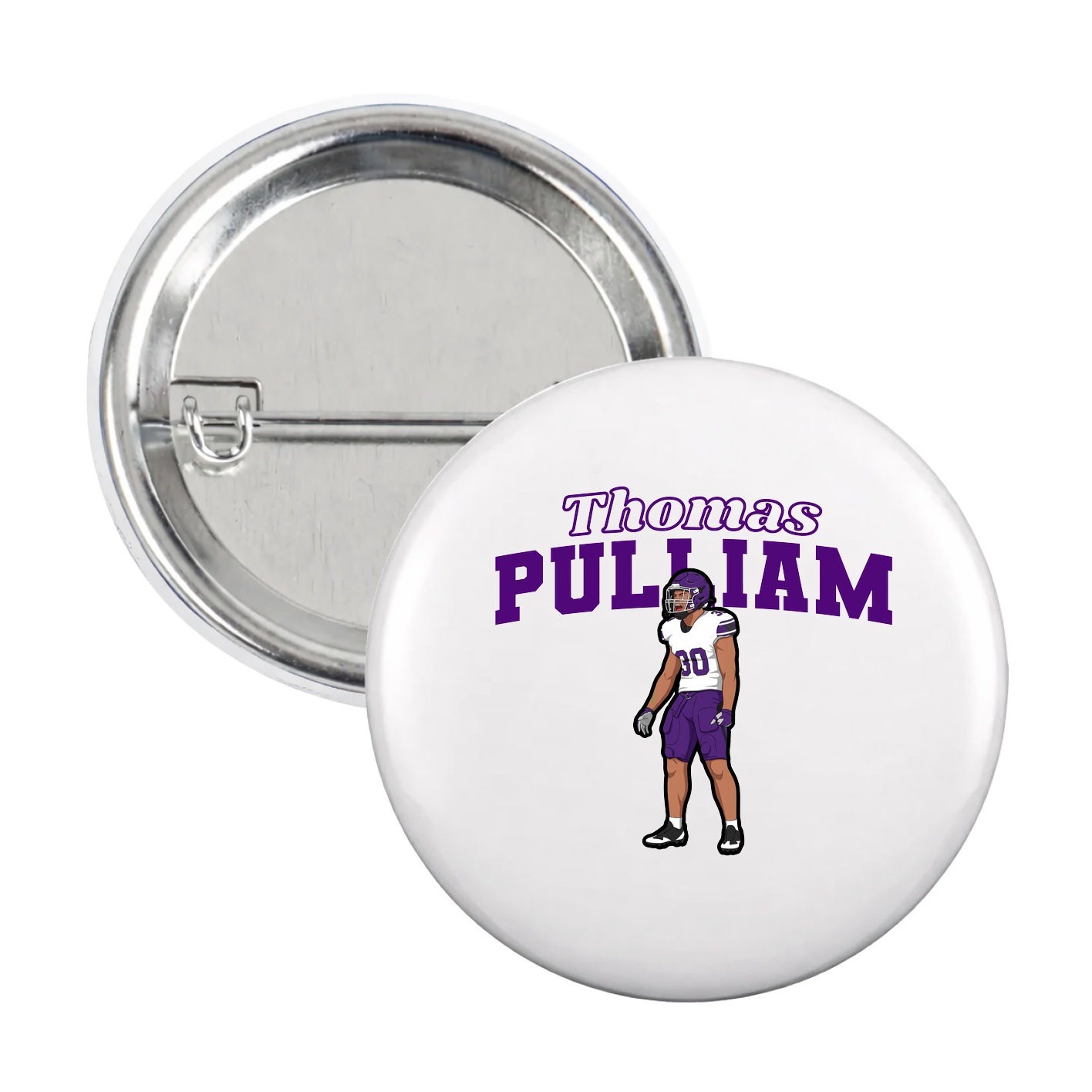 Game Day Button — Name Arch in White