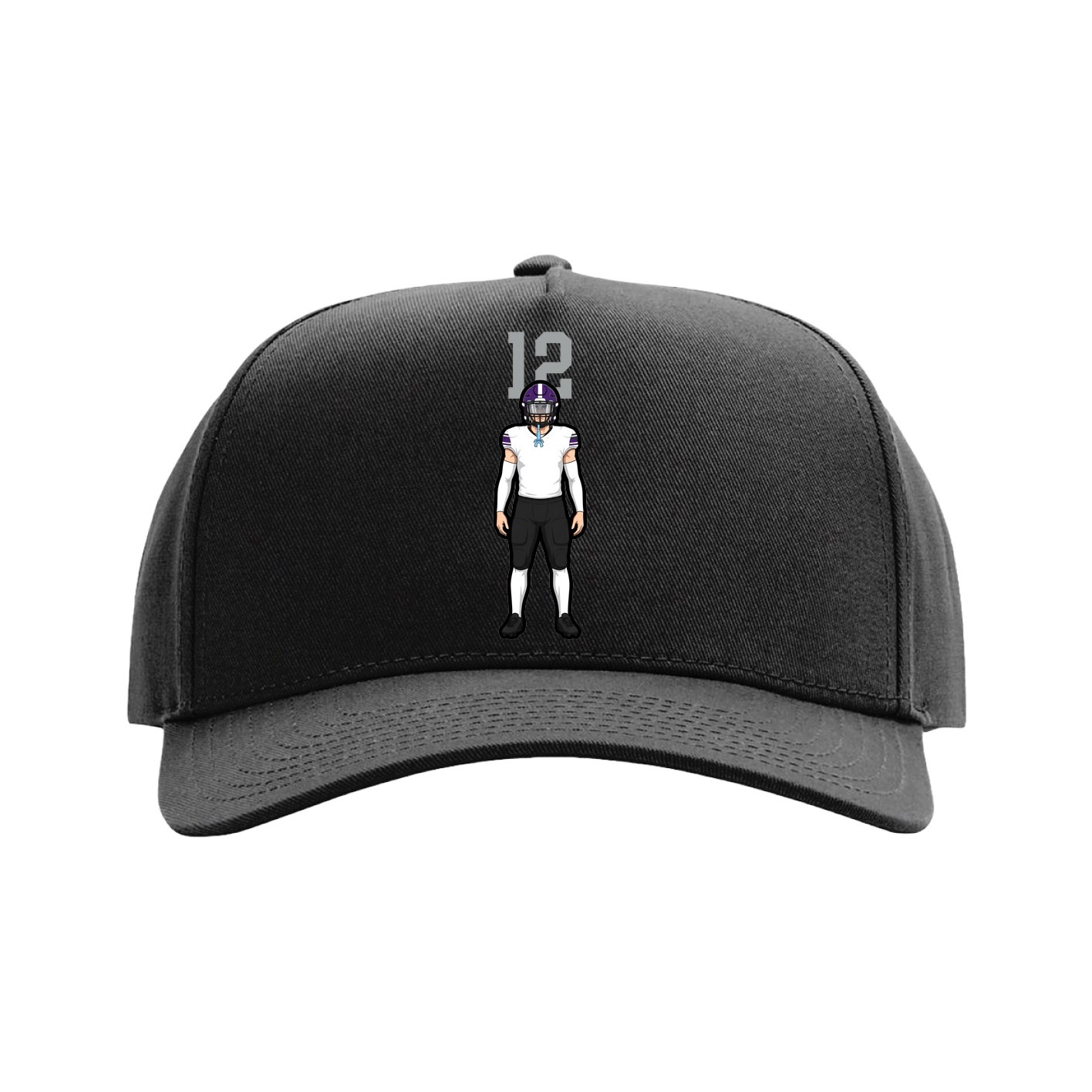 Full Fabric Five-Panel Champ Cap — Number Top in Black