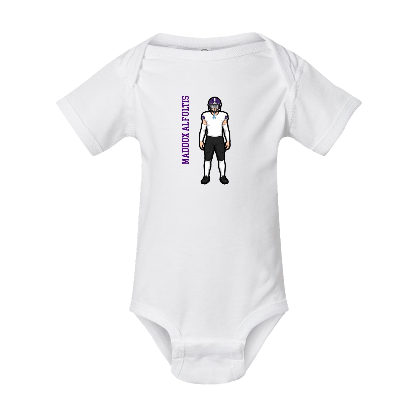 Baby Onesie — Name Vertical in White