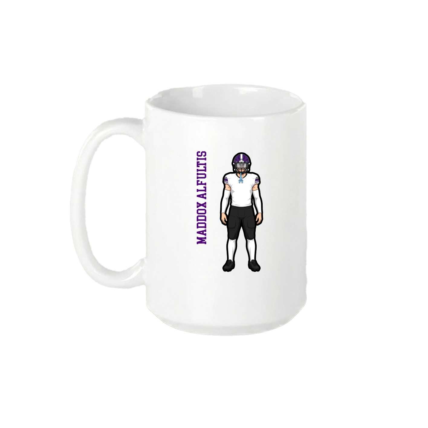 15oz Coffee Mug — Name Vertical in White
