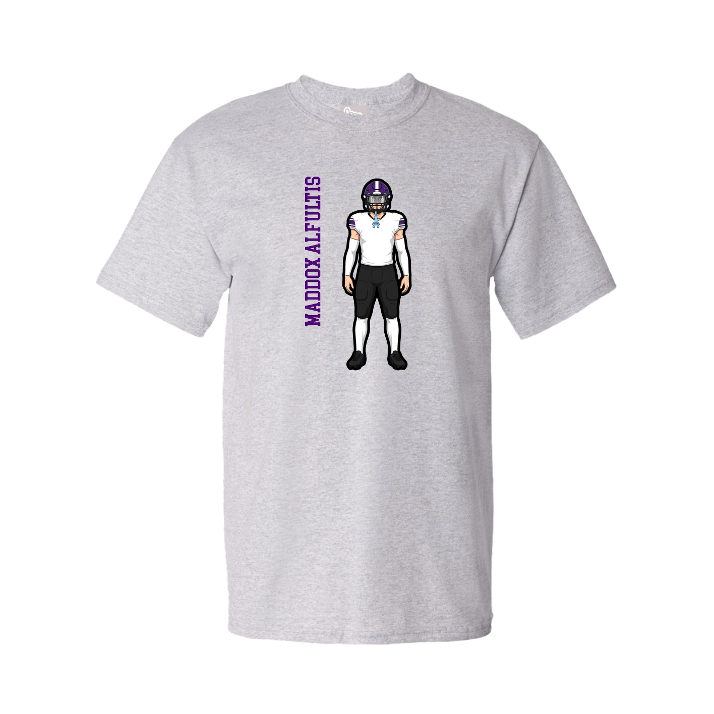 Youth Tee — Name Vertical in Grey