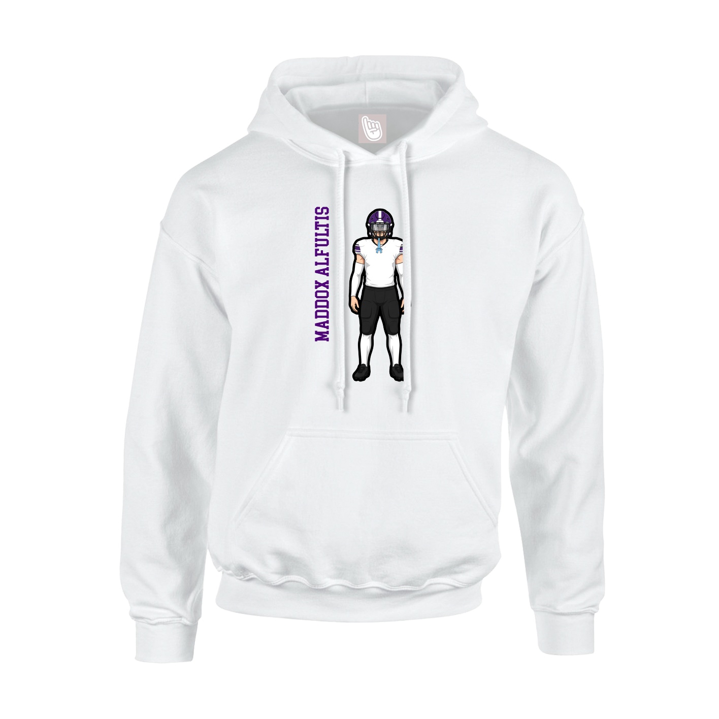 Hoodie — Name Vertical in White