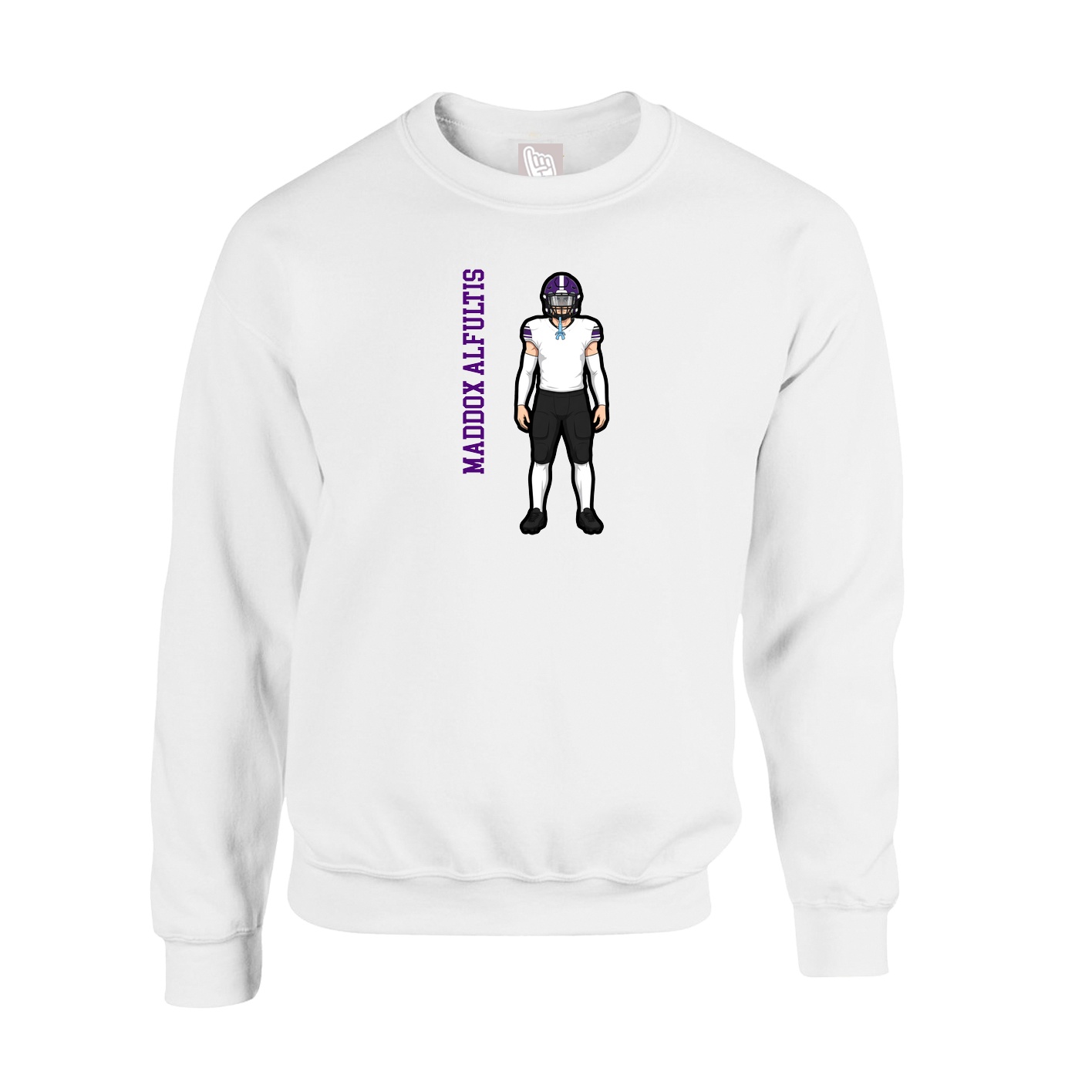 Fleece Crew — Name Vertical in White