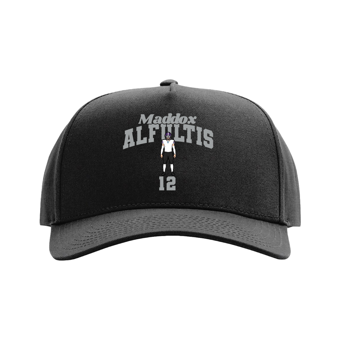 Full Fabric Five-Panel Champ Cap — Signature Arch in Black