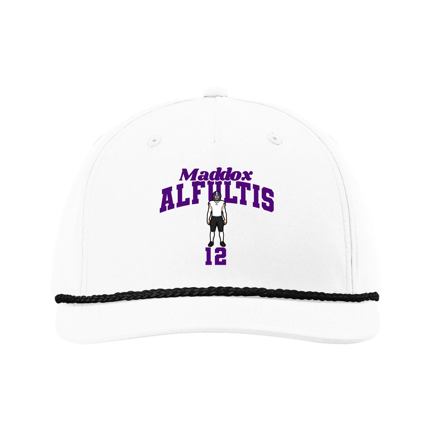 Five-Panel Classic Rope Cap — Signature Arch in White