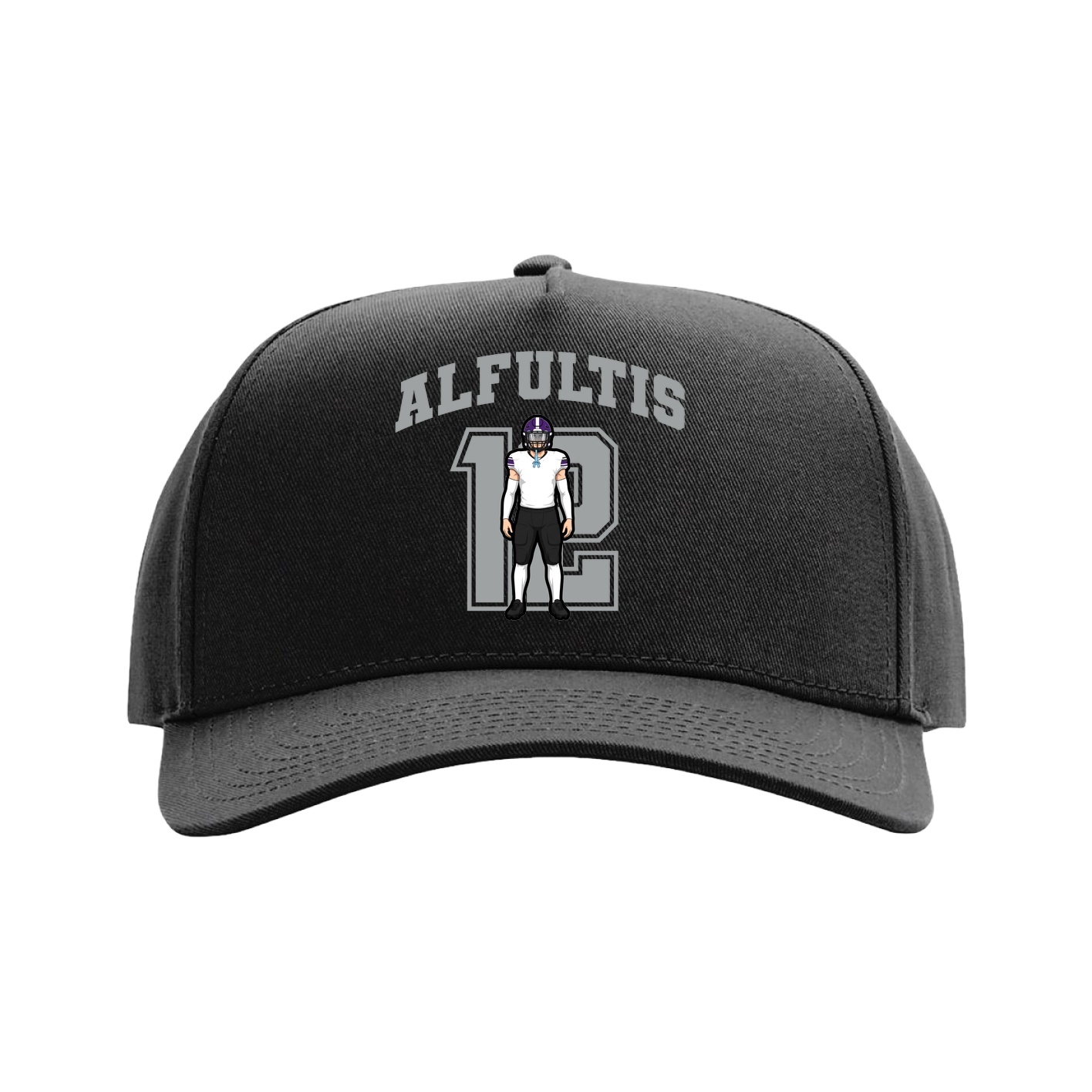 Full Fabric Five-Panel Champ Cap — Number in Black