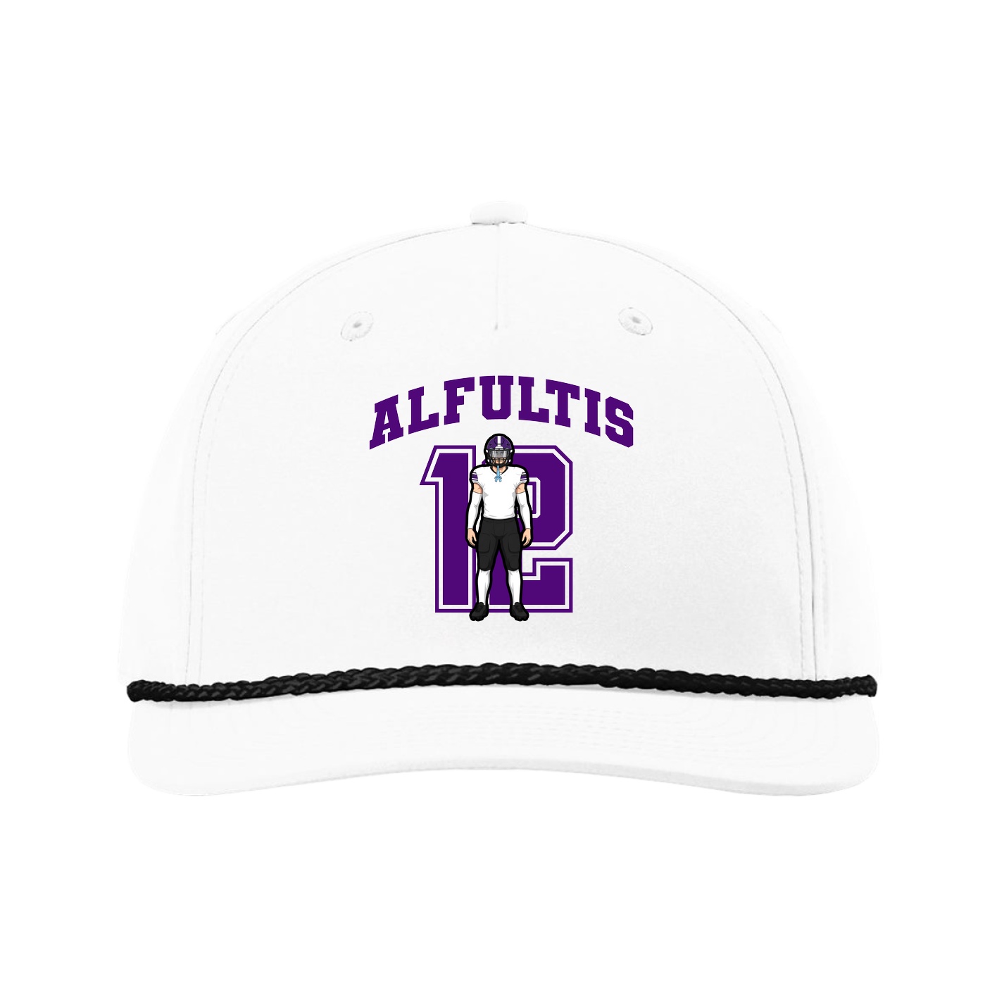 Five-Panel Classic Rope Cap — Number in White
