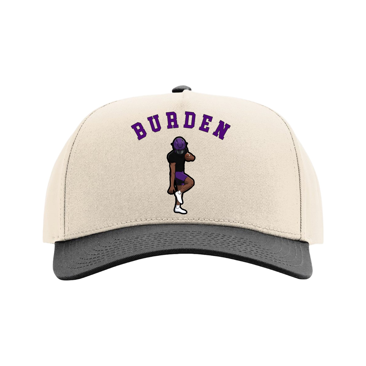 Full Fabric Five-Panel Champ Cap — Shirsey Arch in Cream/Black