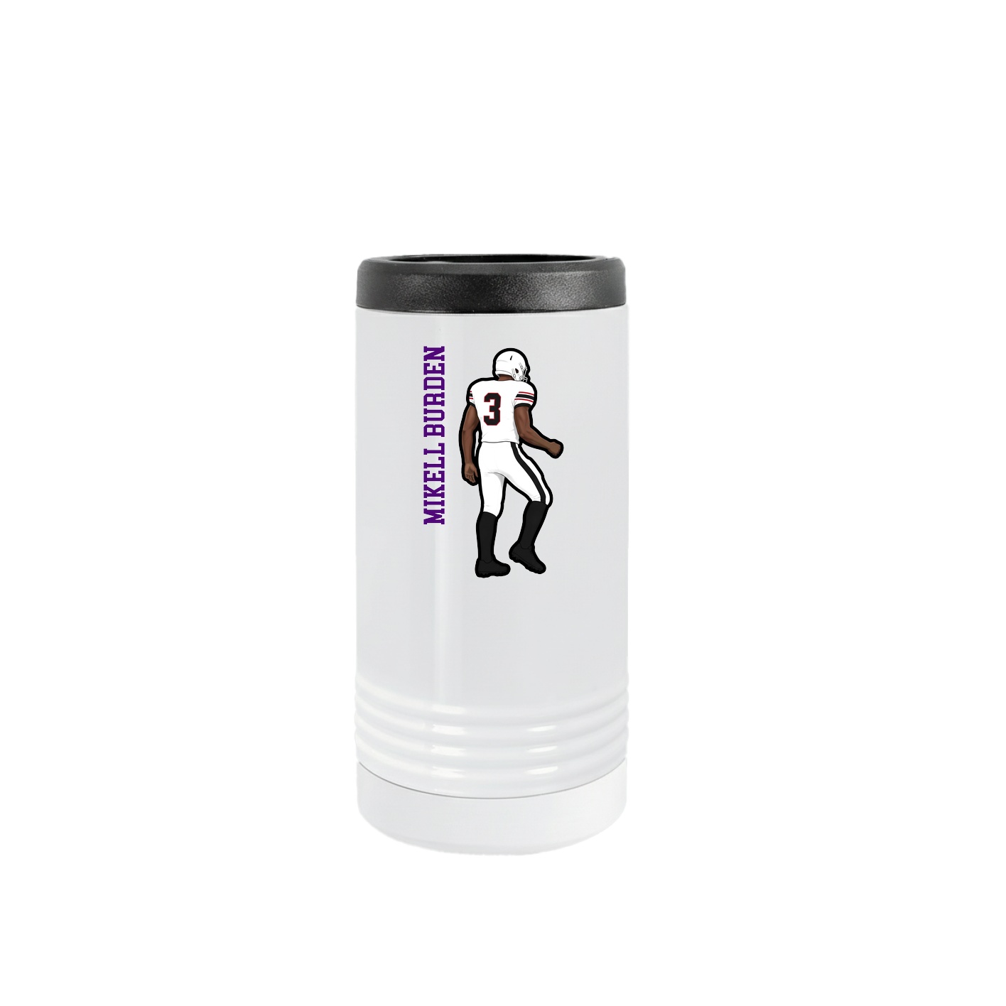Slim Beverage Holder — Name Vertical in White
