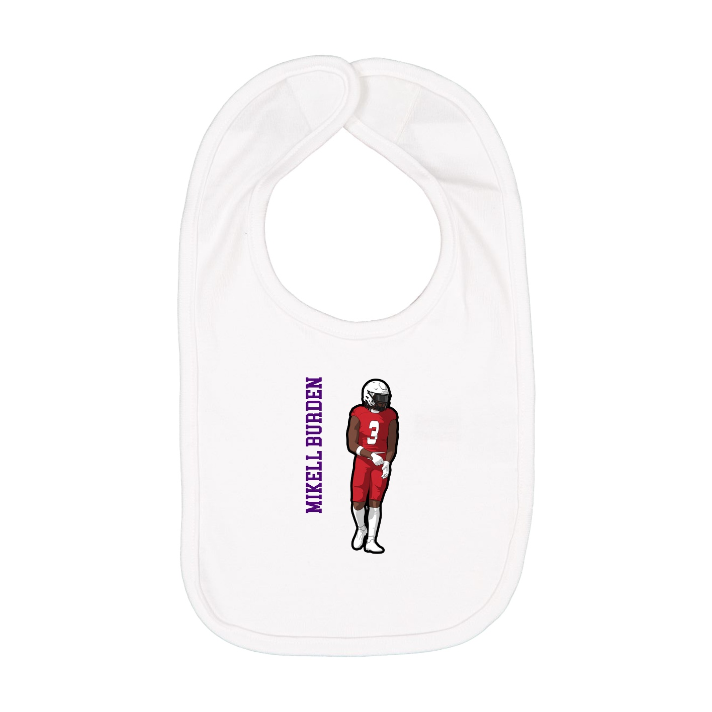 Infant Bib — Name Vertical in White