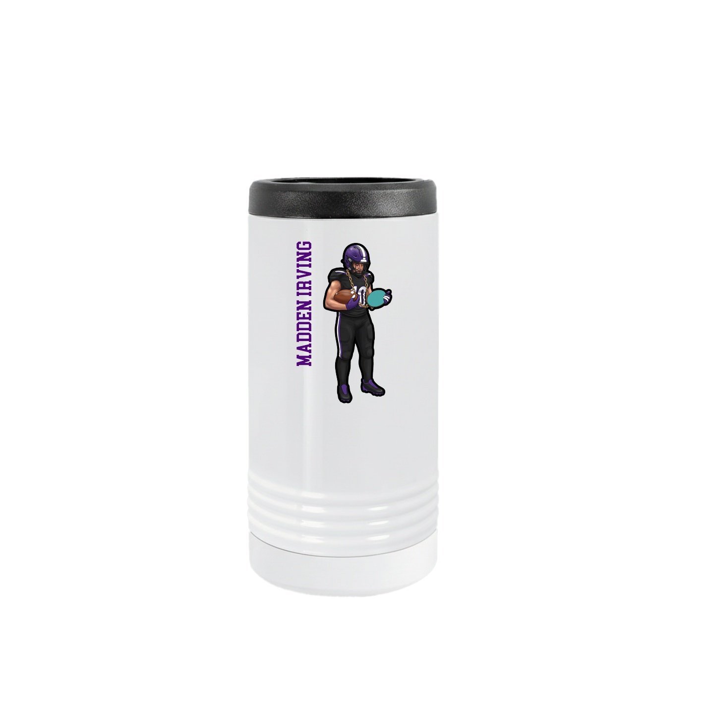 Slim Beverage Holder — Name Vertical in White