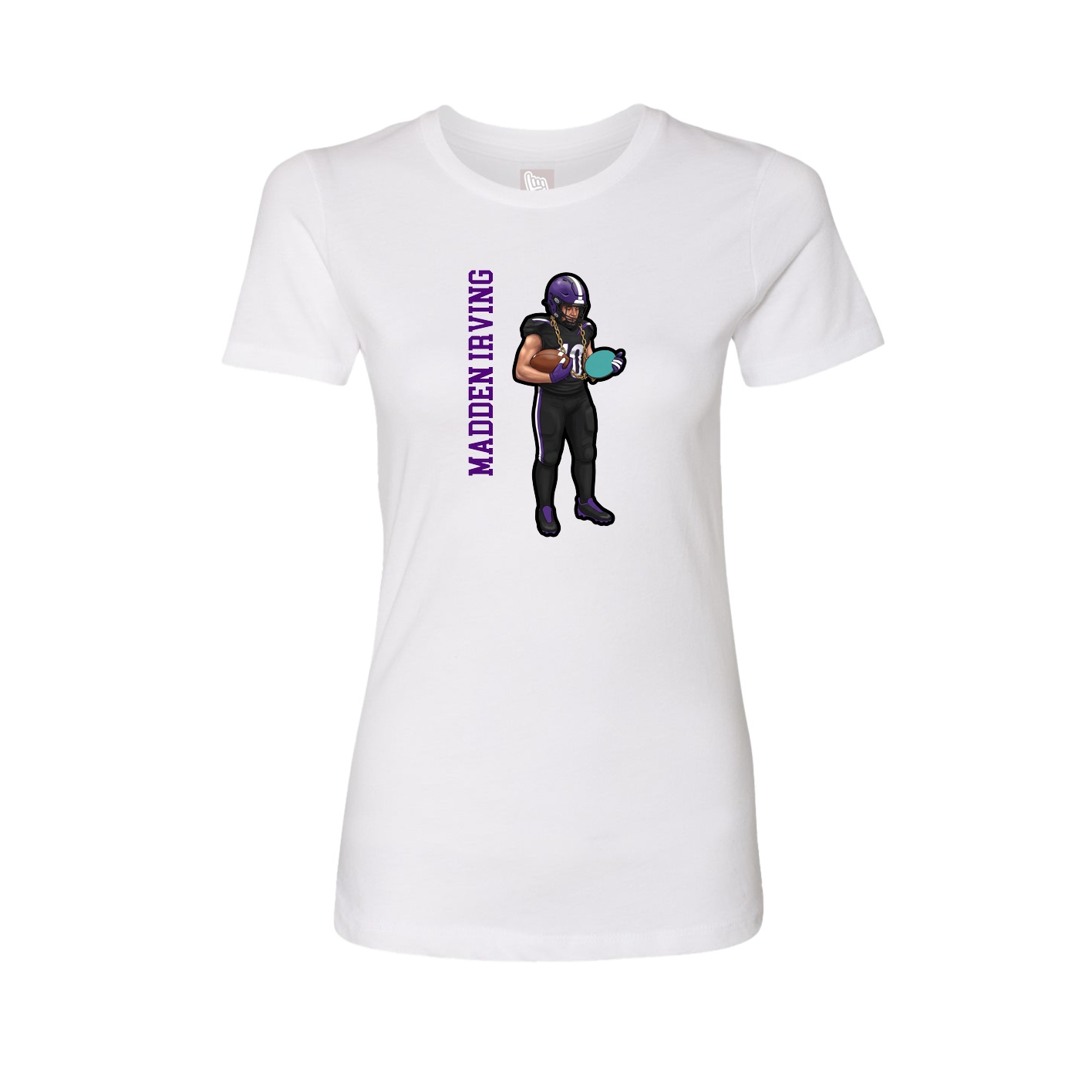 Fitted Women's Tee — Name Vertical in White