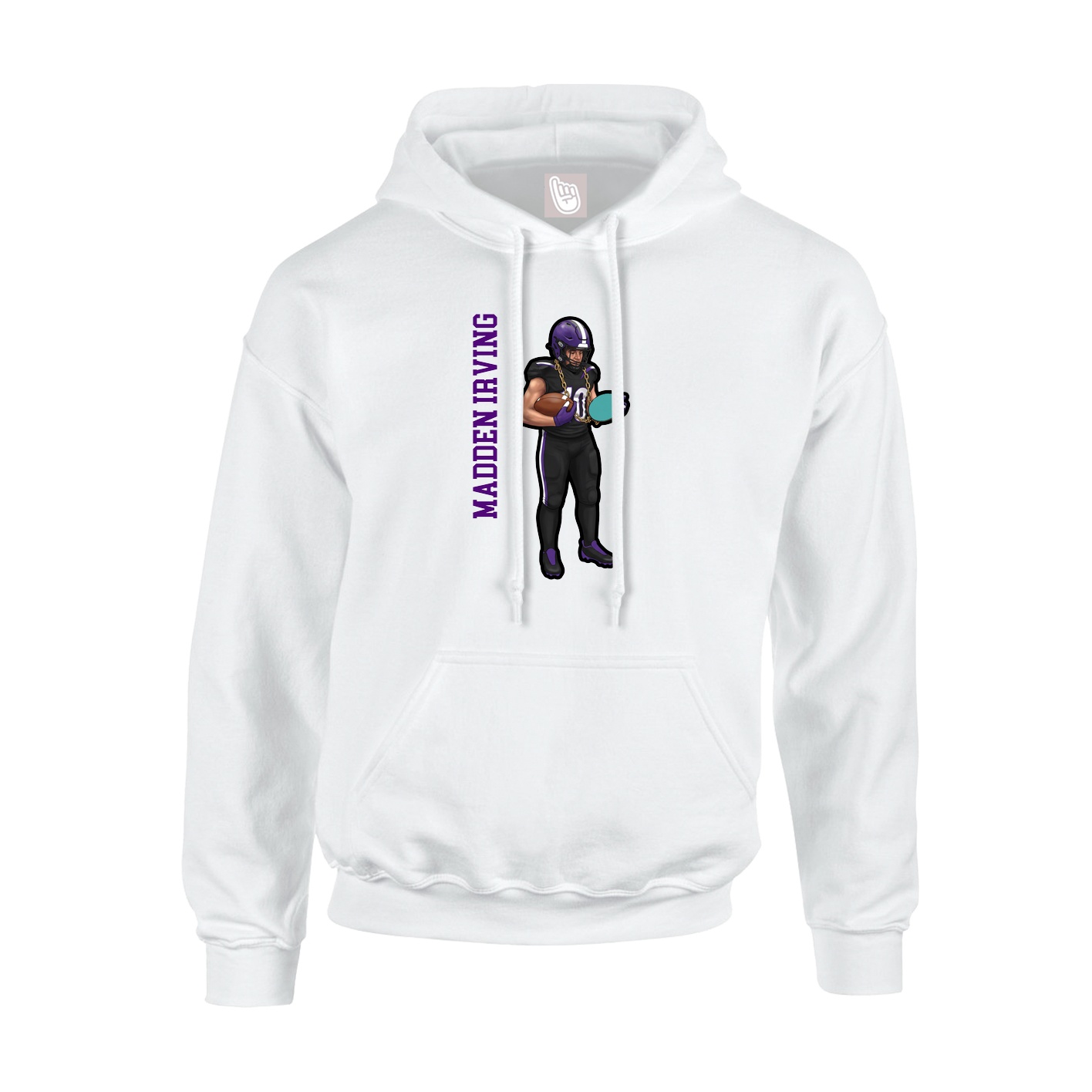 Youth Hoodie — Name Vertical in White