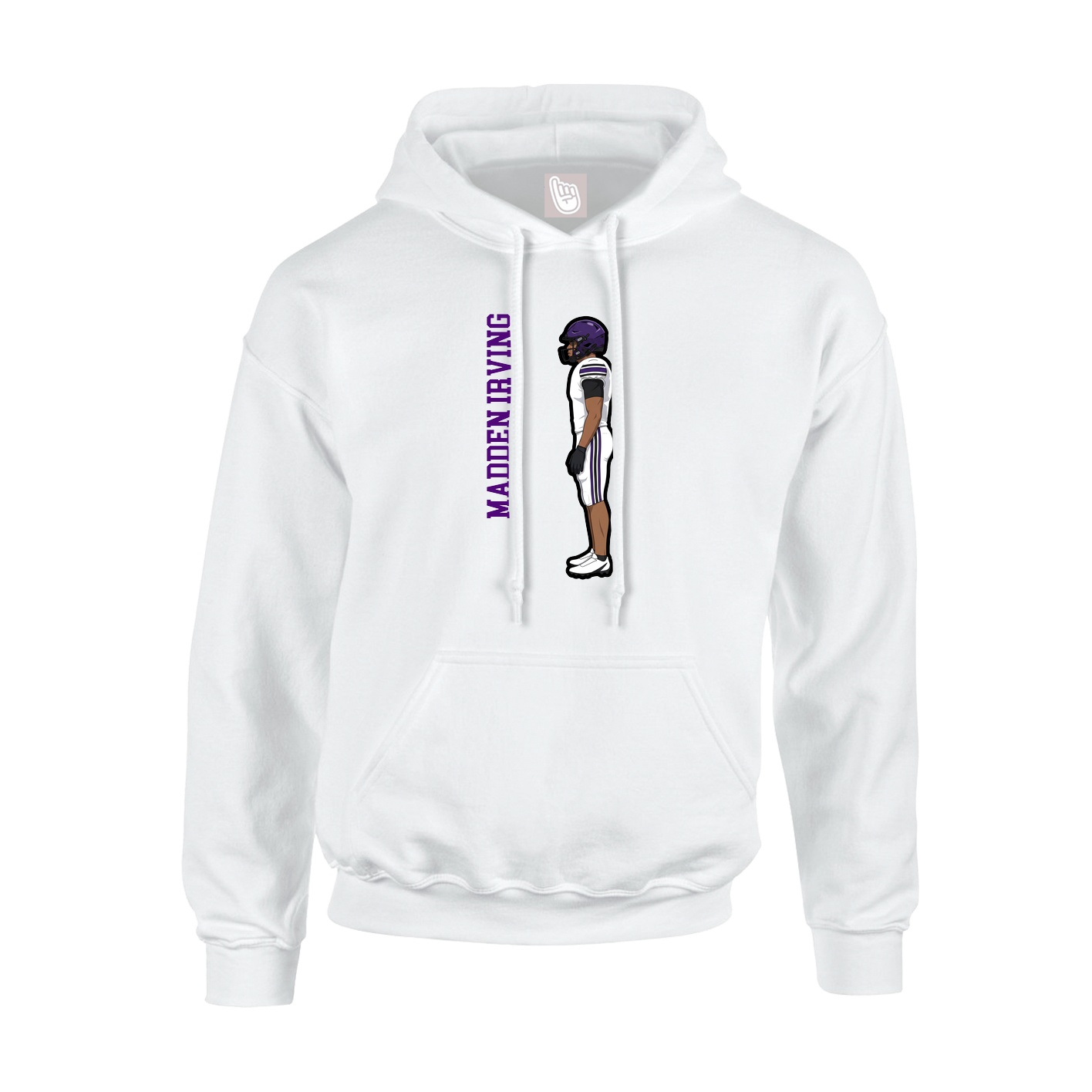 Youth Hoodie — Name Vertical in White