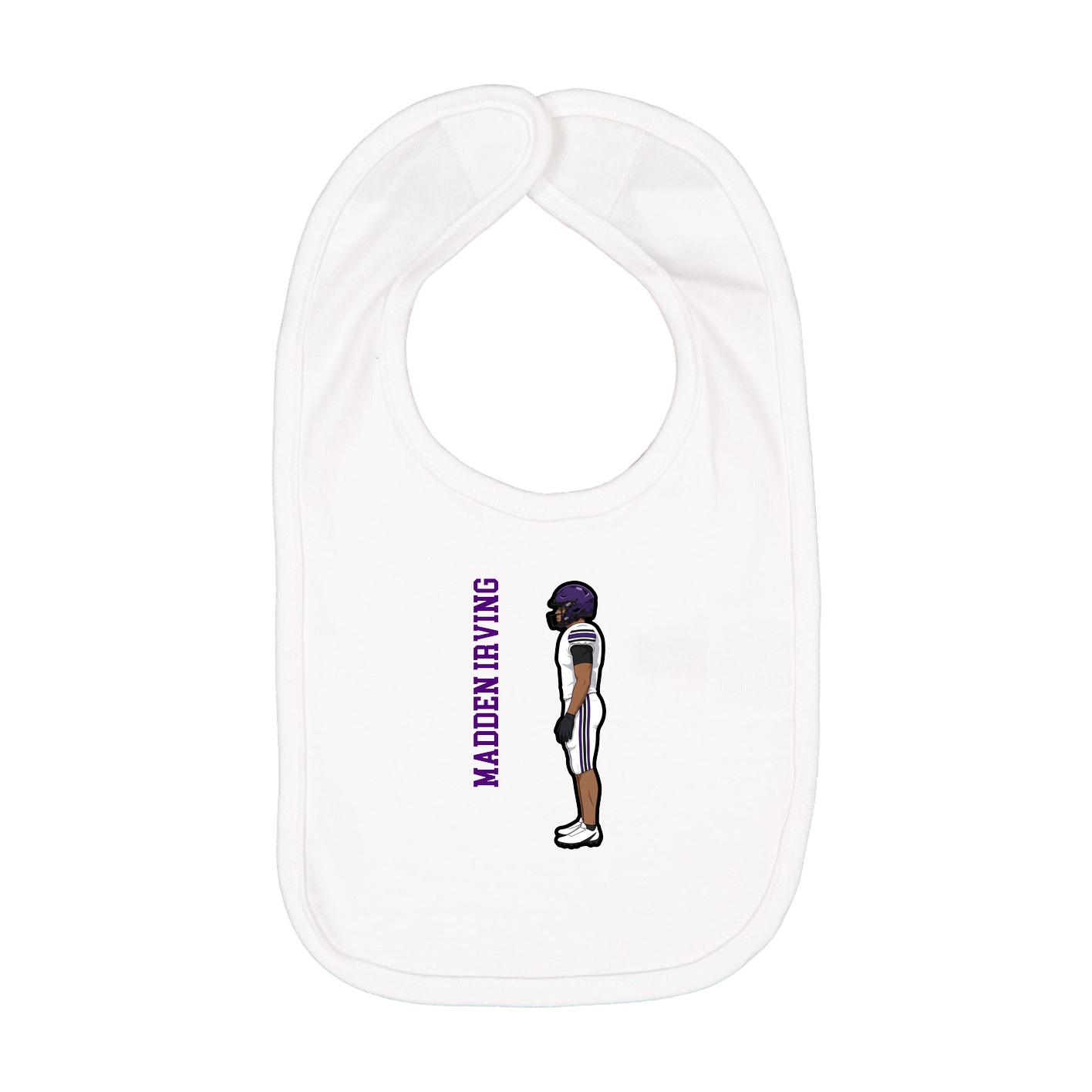 Infant Bib — Name Vertical in White