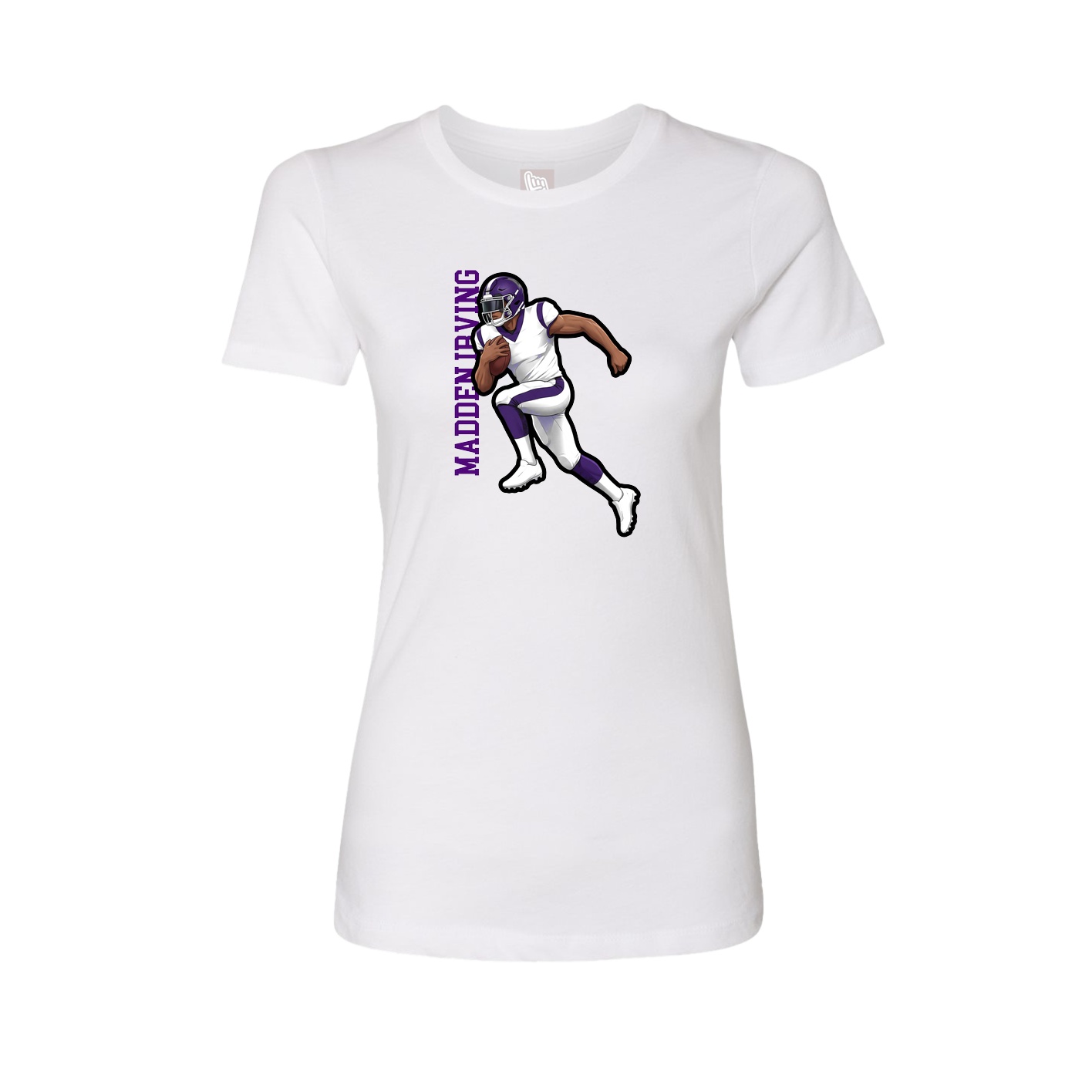 Fitted Women's Tee — Name Vertical in White