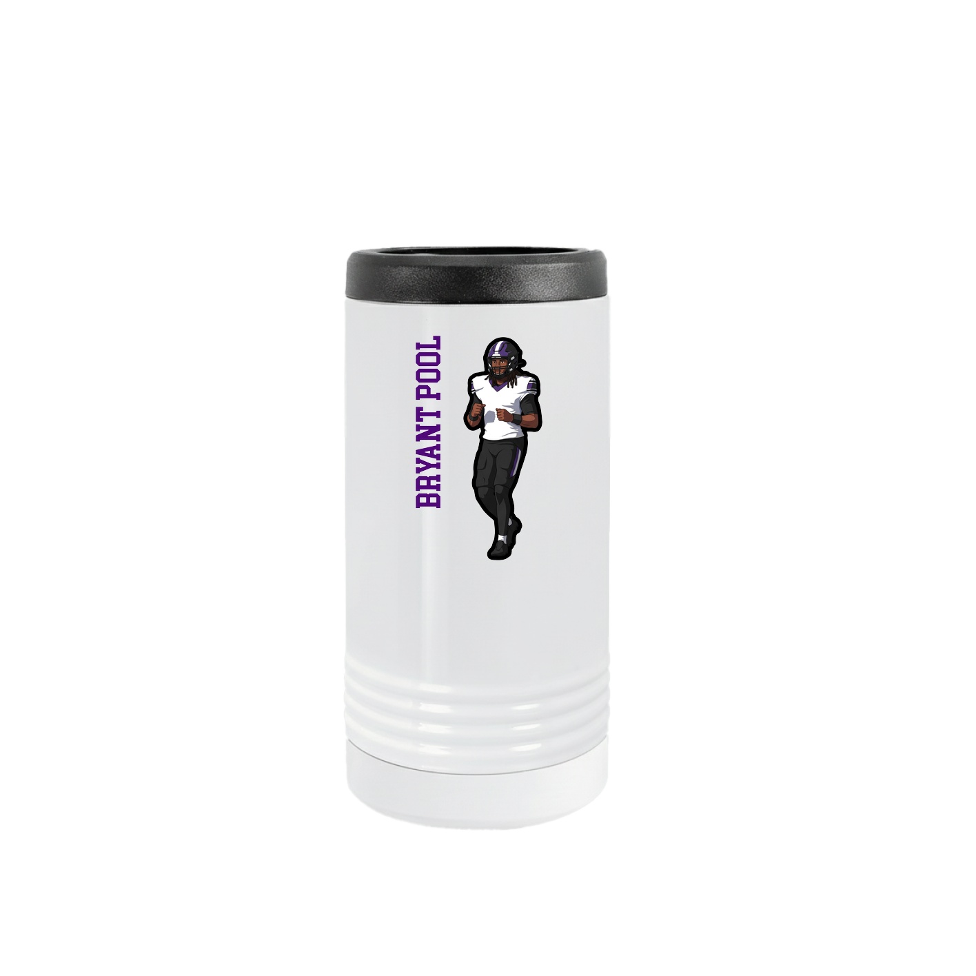 Slim Beverage Holder — Name Vertical in White