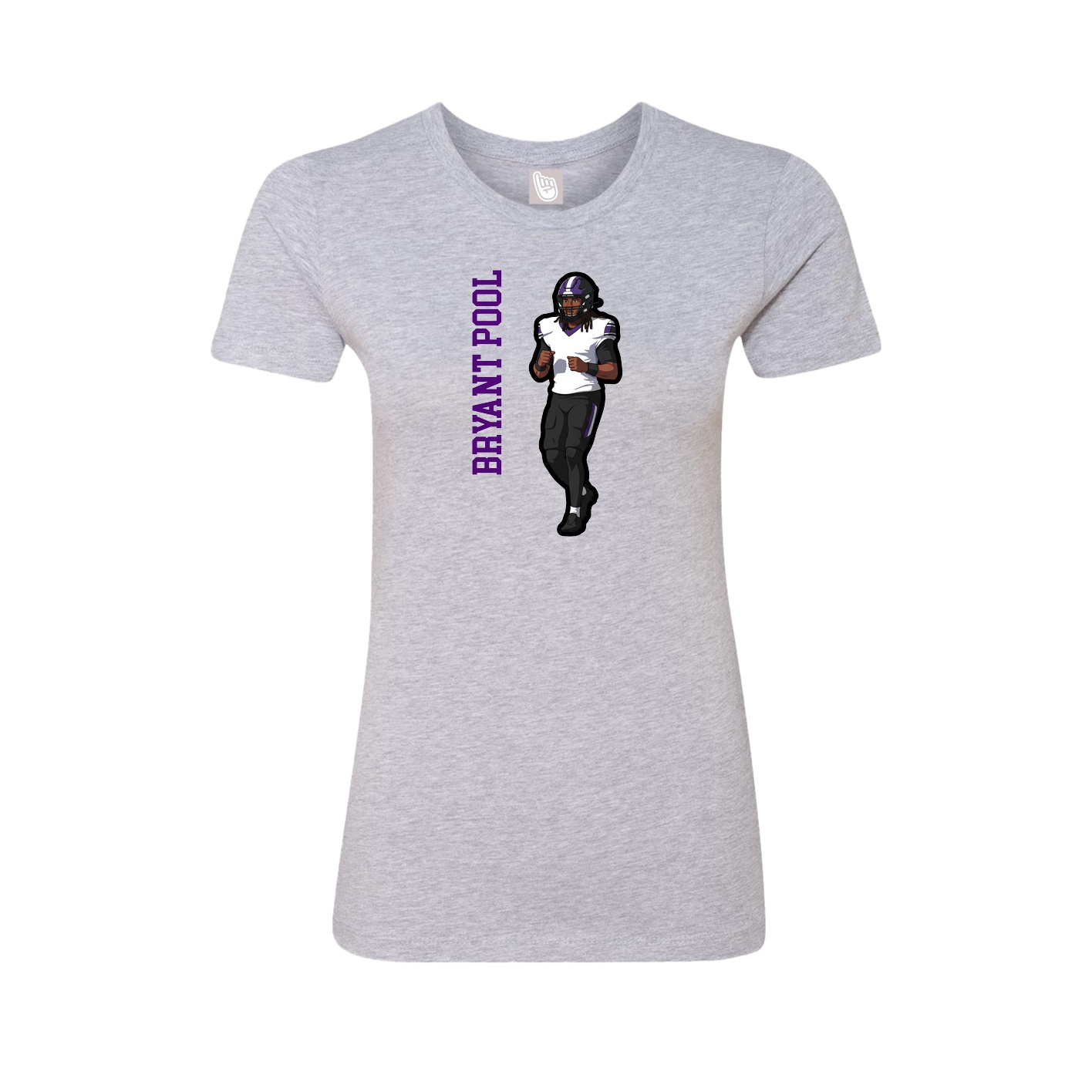 Fitted Women's Tee — Name Vertical in Grey