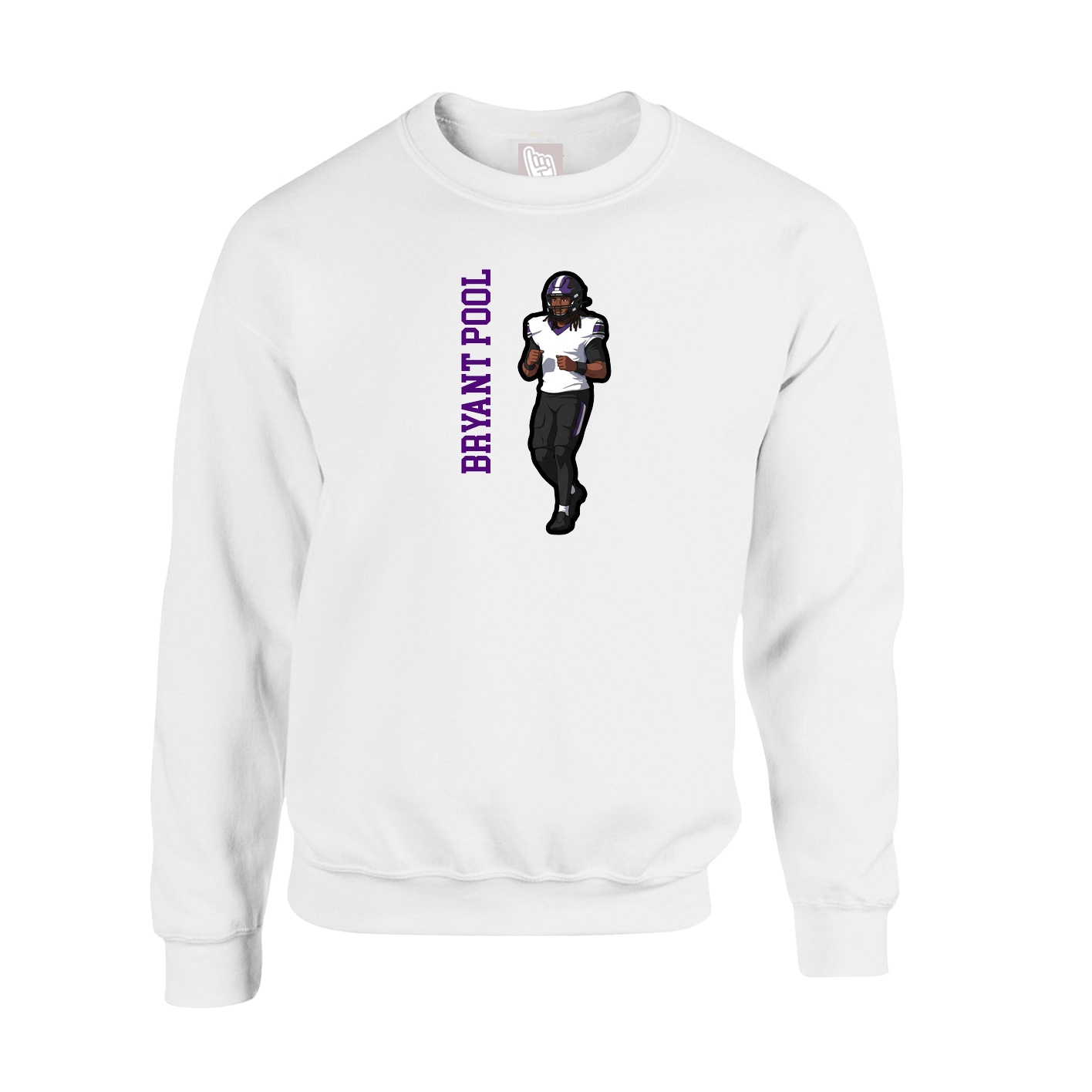 Fleece Crew — Name Vertical in White