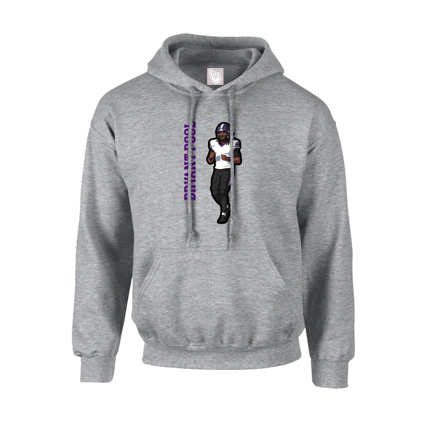 Youth Hoodie — Name Vertical in Grey