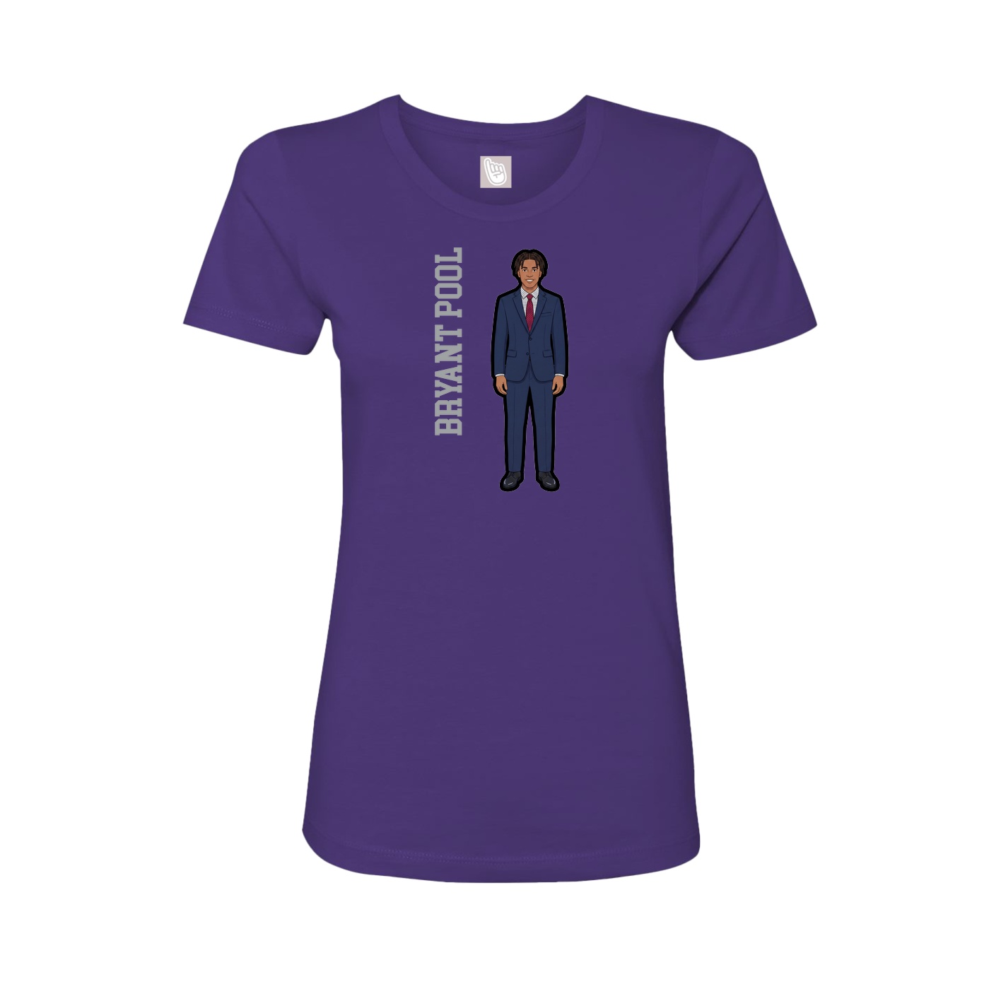 Fitted Women's Tee — Name Vertical in Purple