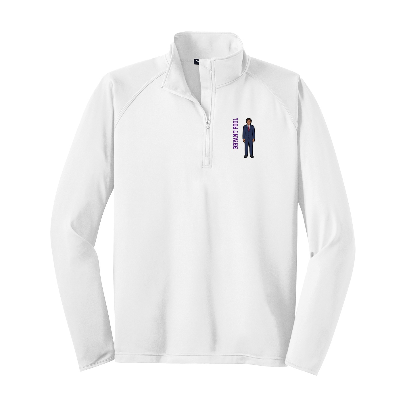 Q-Zip Pullover — Name Vertical in White