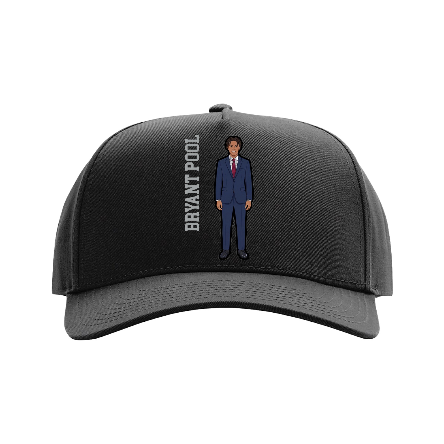 Full Fabric Five-Panel Champ Cap — Name Vertical in Black