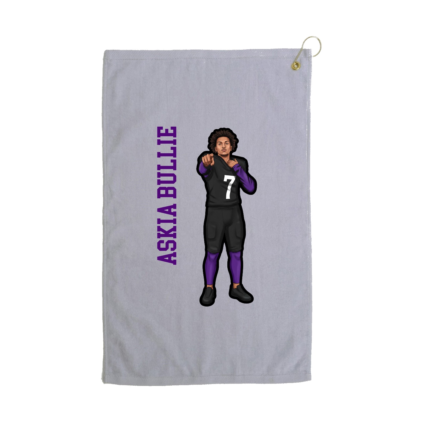 Golf Towel — Name Vertical in Grey