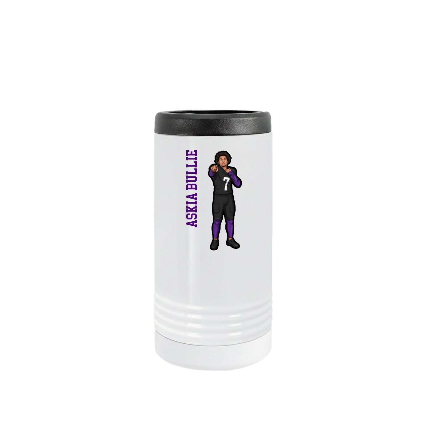 Slim Beverage Holder — Name Vertical in White