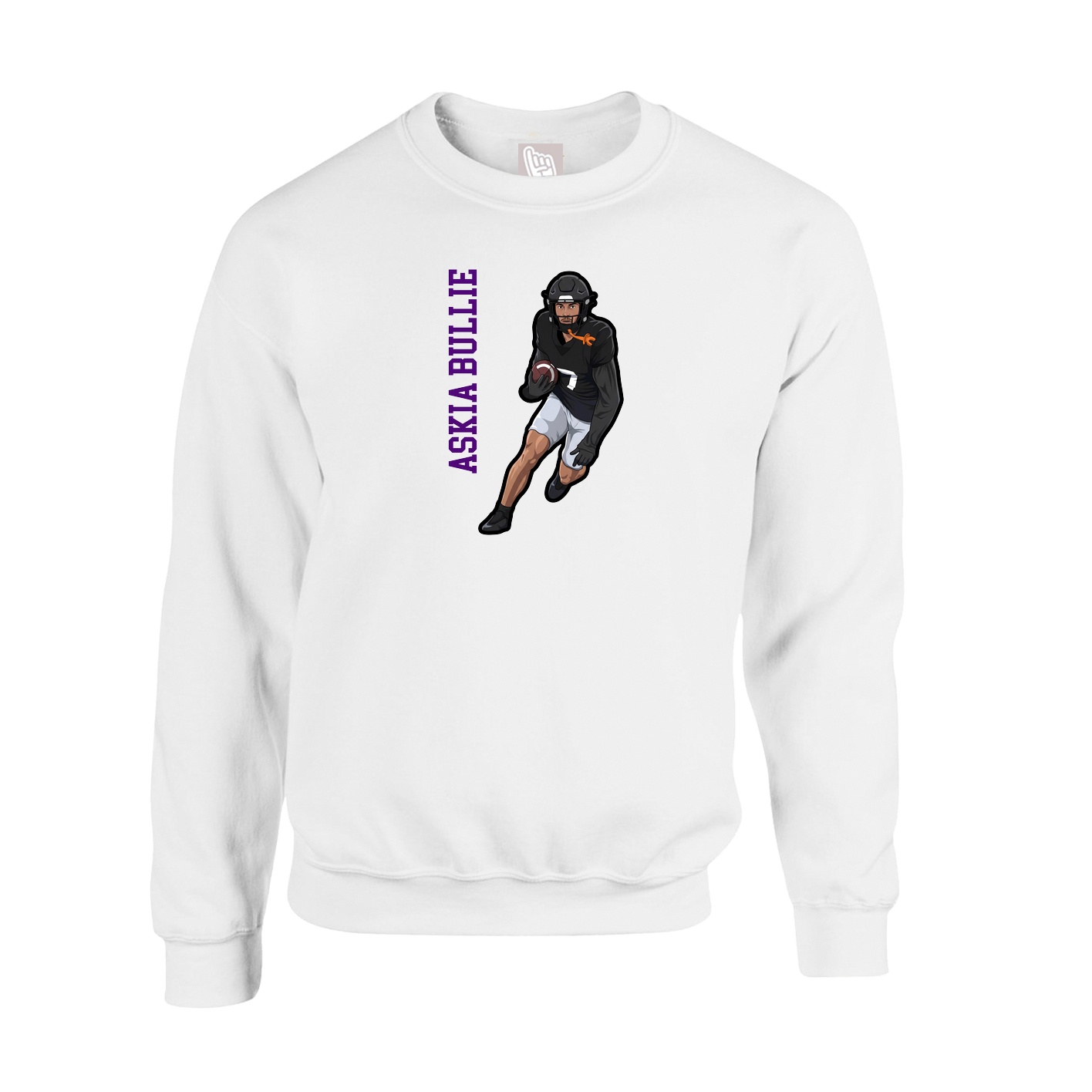 Fleece Crew — Name Vertical in White