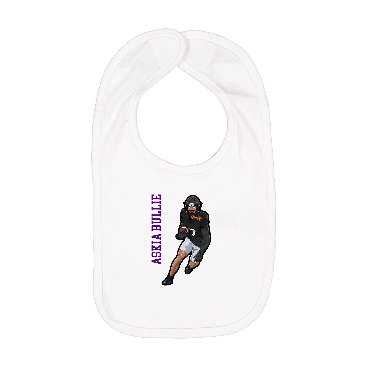 Infant Bib — Name Vertical in White