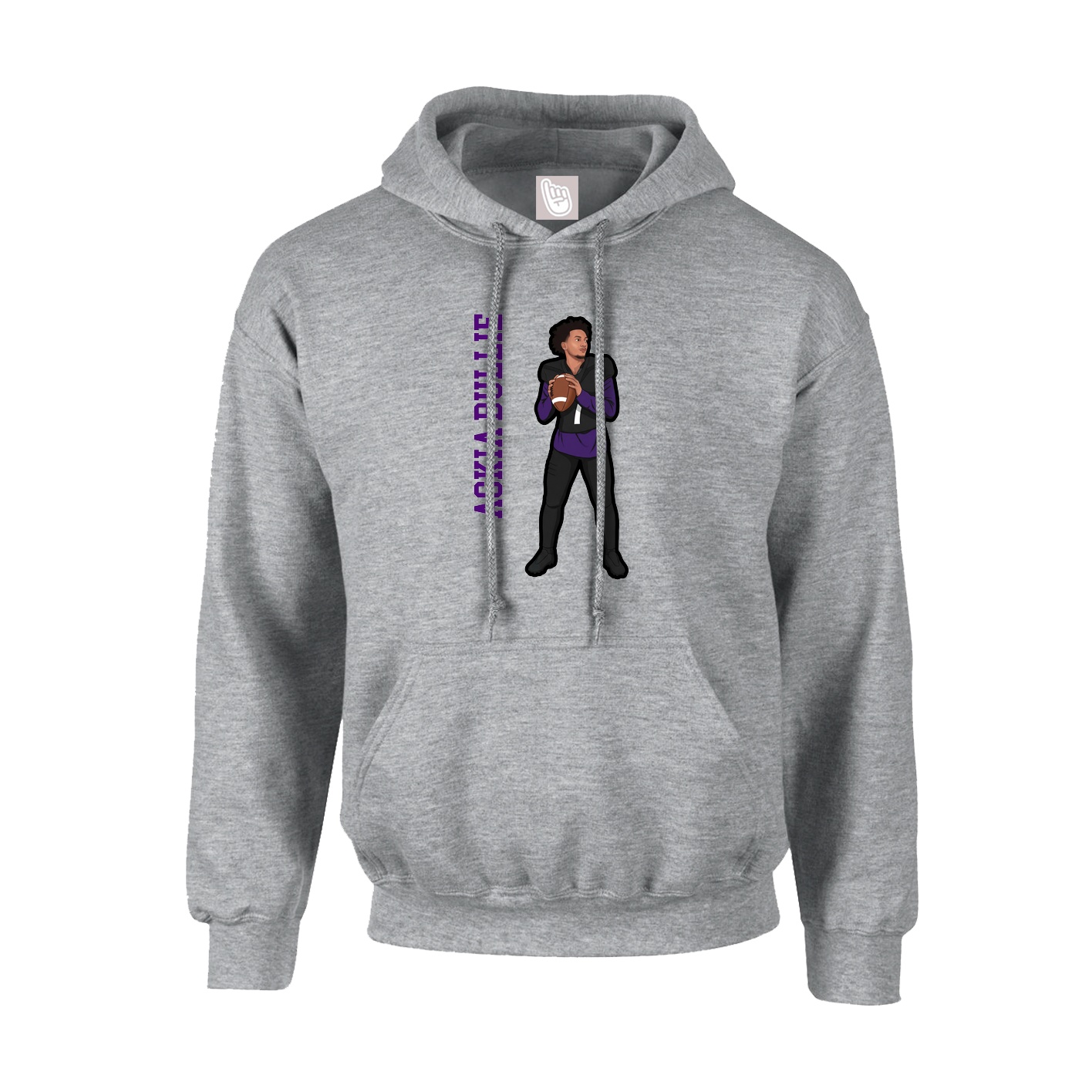 Hoodie — Name Vertical in Grey