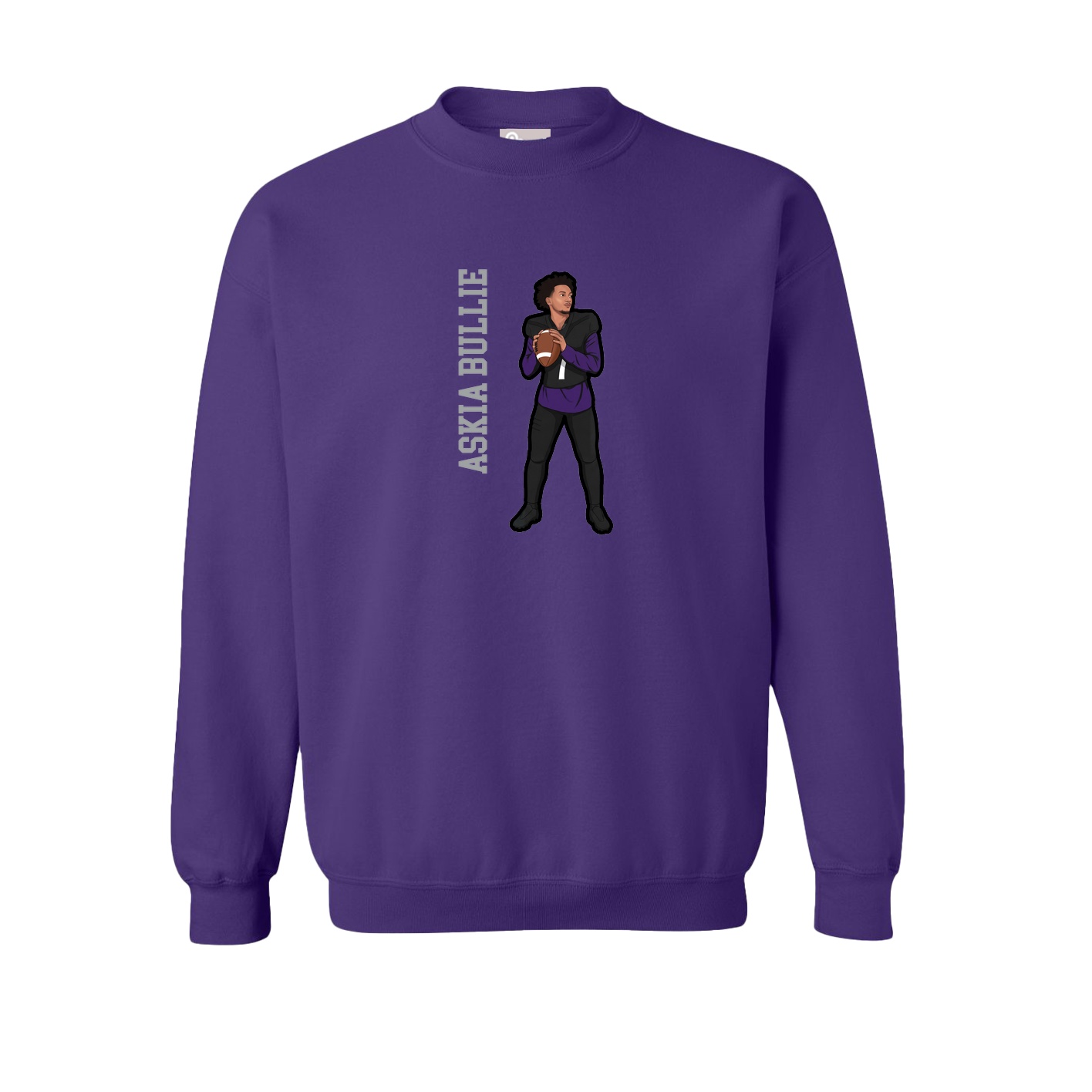 Fleece Crew — Name Vertical in Purple