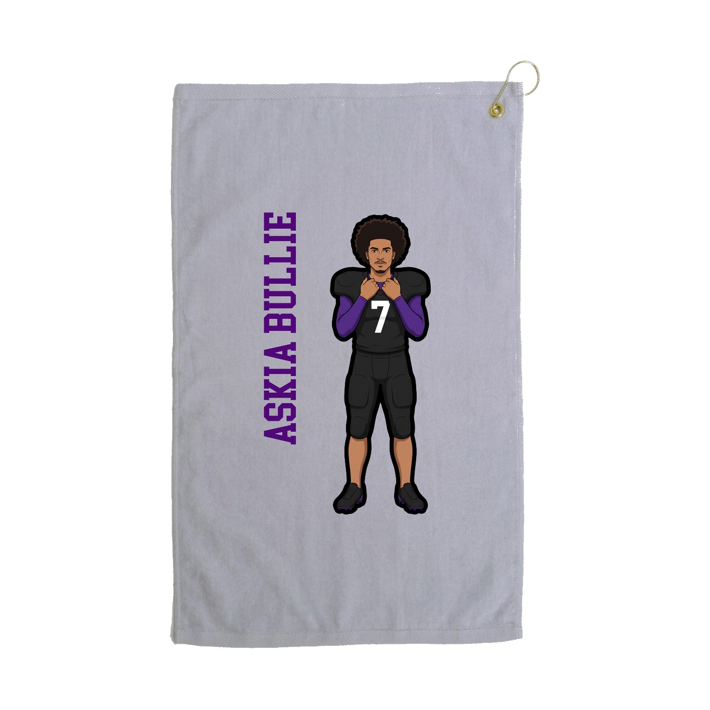 Golf Towel — Name Vertical in Grey