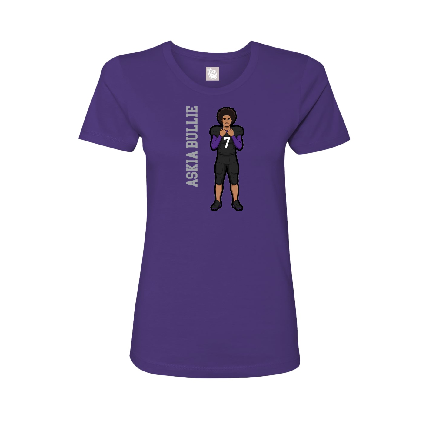 Womens Tee — Name Vertical in Purple