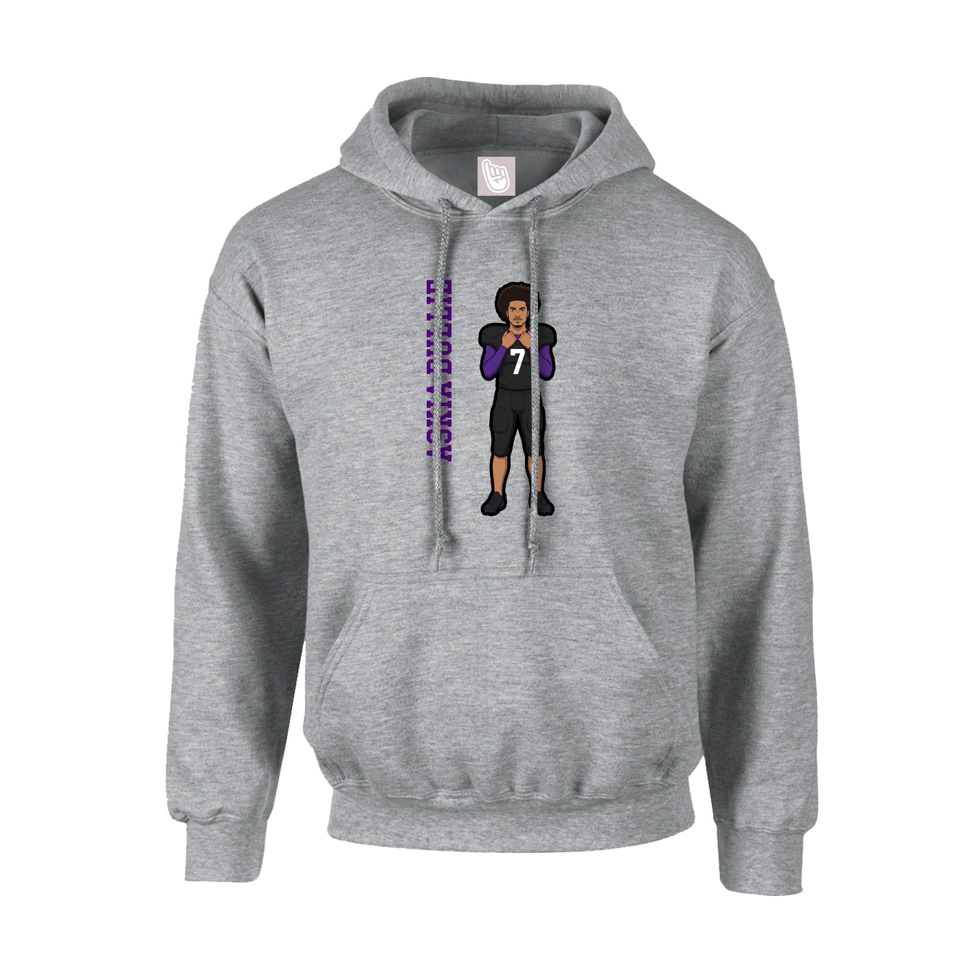 Hoodie — Name Vertical in Grey
