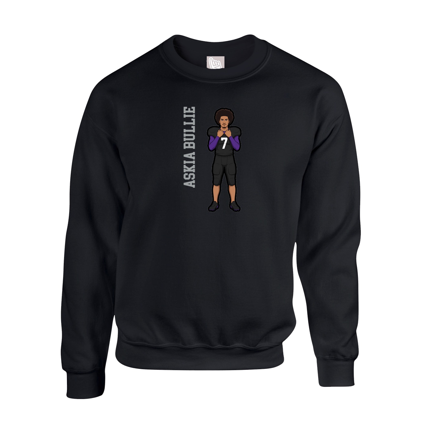 Fleece Crew — Name Vertical in Black