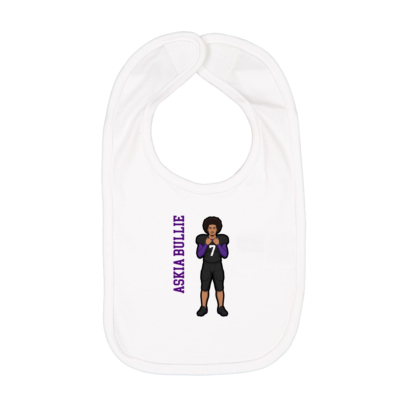 Infant Bib — Name Vertical in White