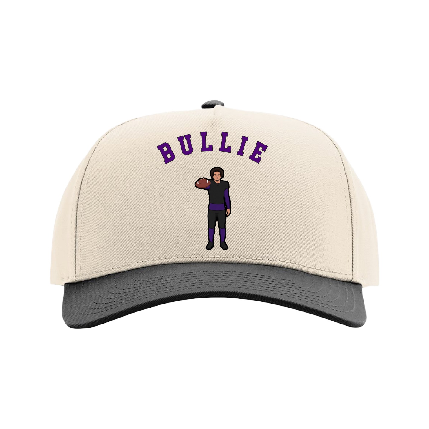 Full Fabric Five-Panel Champ Cap — Shirsey Arch in Cream/Black