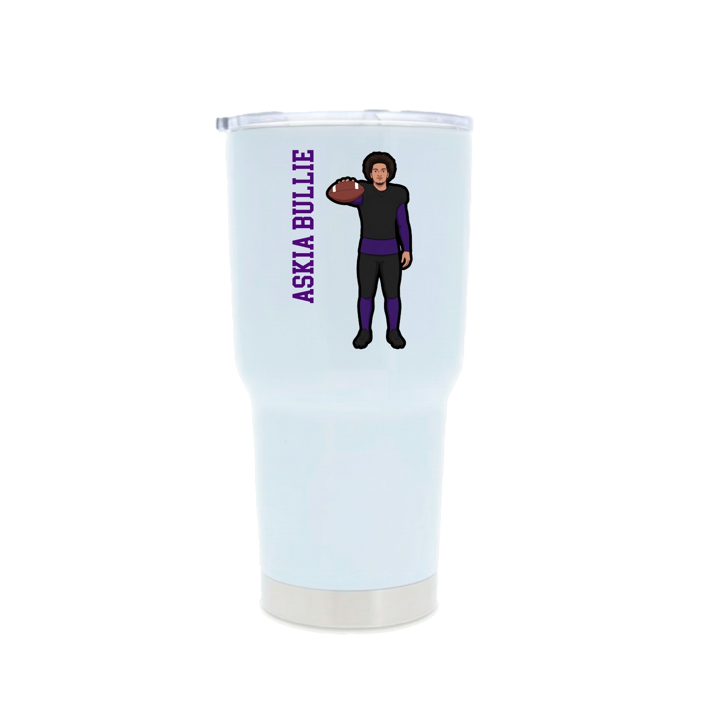 30oz Stainless Steel Tumbler — Name Vertical in White